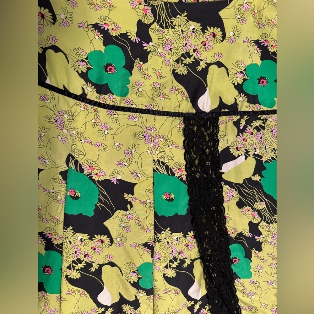 Tristan & Iseut - vintage silk pleated bright floral mini skirt - Picture 4 of 10